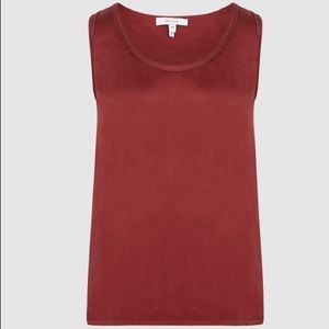 REISS RILEY SILK FRONT VEST. Size Medium. Dark Red. New with Tags.